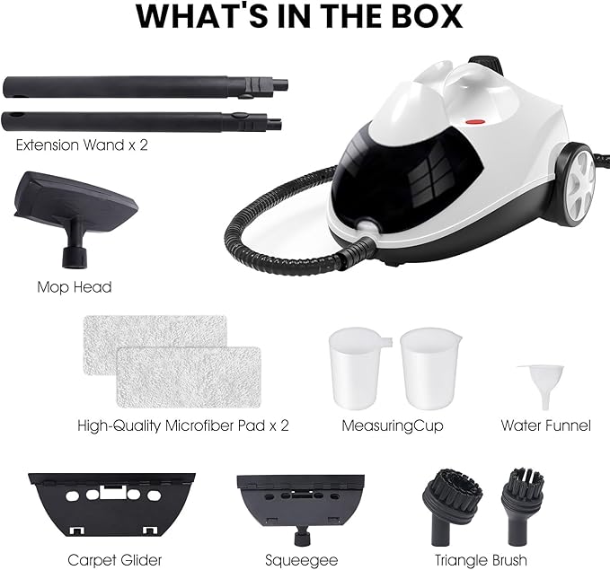 Steam Cleaner Sweepcent 1.5L Steamer for Cleaning Fast Heating 6-in-1 Multi-Surface with 8 Accessories UL499 Certified portable High Pressure Steam Cleaner for Home, Car, Floors, Sofas, Tiles, Grout
