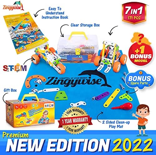 STEM Building Toy for 7-12 Years Old Boys 7-in-1 Models Kids Love to Build and Play 171Pcs Construction Set with Engineering Activity Kit Educational Toys for kids 5-7 Best Birhday Gift Toy for Kid
