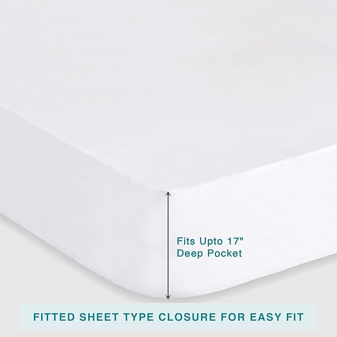 Fabdreams King Organic Cotton Mattress Protector, Waterproof, 78x82+17in, GOTS Certified, Temperature Regulating, Breathable, White