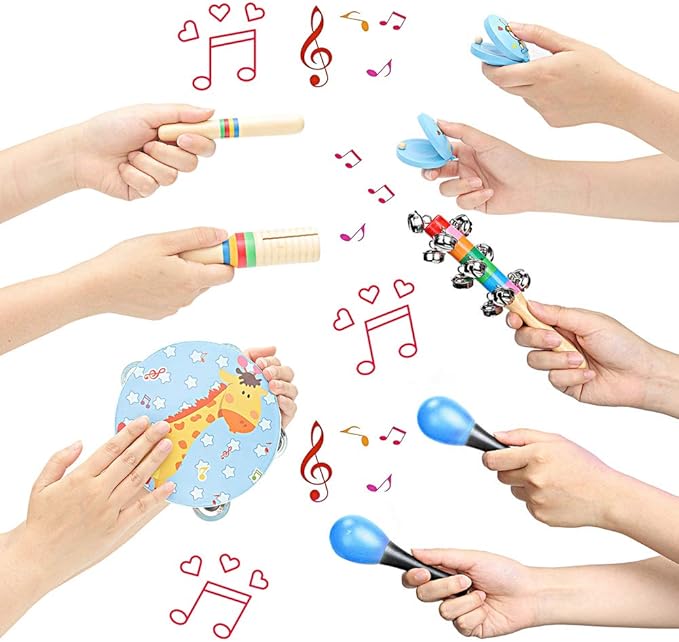 Kids Musical Instruments Toys Set: Baby Music Toys Montessori Percussion for Toddlers - Preschool Educational Musical Toys Set for Boys and Girls with Storage Bag (Blue)