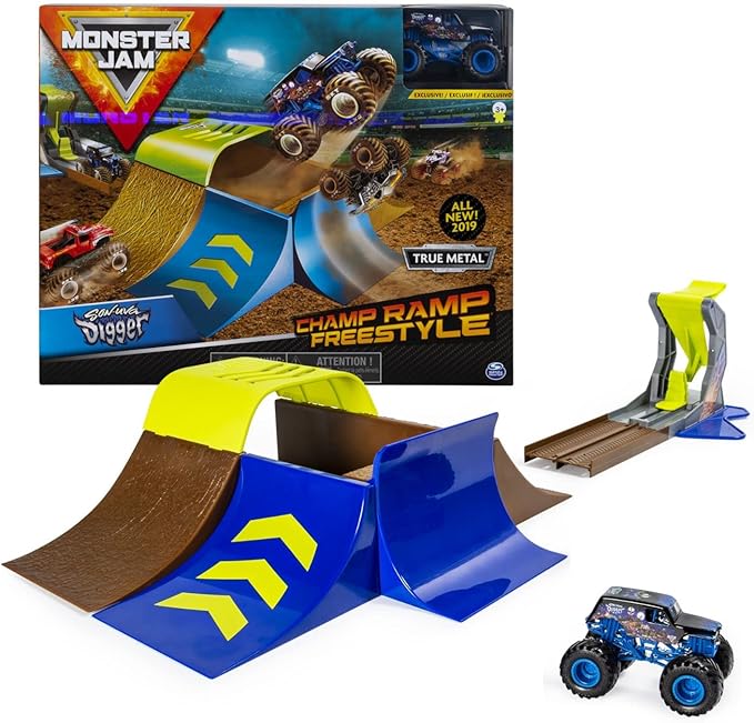 Monster Jam, Champ Ramp Freestyle Playset with Exclusive Son-uva Digger Monster Truck, 1:64 Scale Die-Cast, Kids Toys for Boys and Girls Ages 4-6 and Up