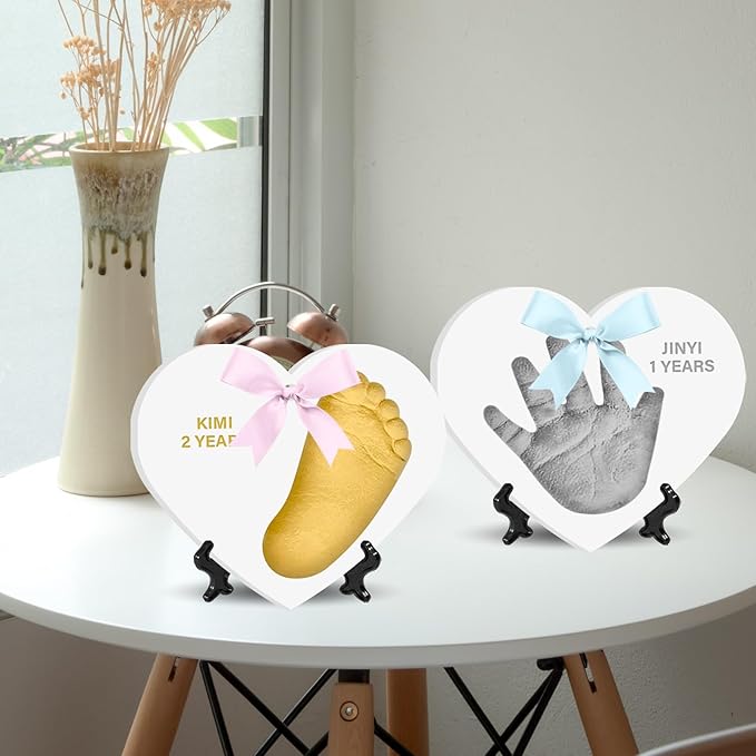 Baby Hand & Footprint Keepsake Kit - Personalized Handprint Footprint Ornament for Newborn Babies, New Mom Gifts, Baby Shower & Registry, Nursery Picture Frame, Pet Paw Print Ornament