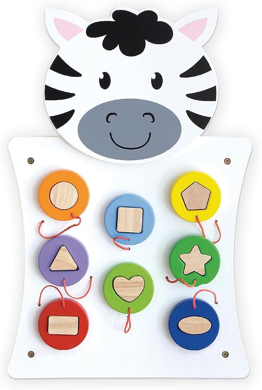 SPARK & WOW Zebra Activity Wall Panel - Ages 18m+ - Montessori Sensory Wall Toy - Nesting Shape Activity - Busy Board - Toddler Room Décor