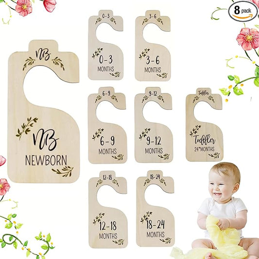 Wooden Baby Closet Dividers for Baby Clothes Organizer Baby Closet Organizer Hangers For Nursery Decor Baby Clothes Dividers For Closet Size Hangers (White)