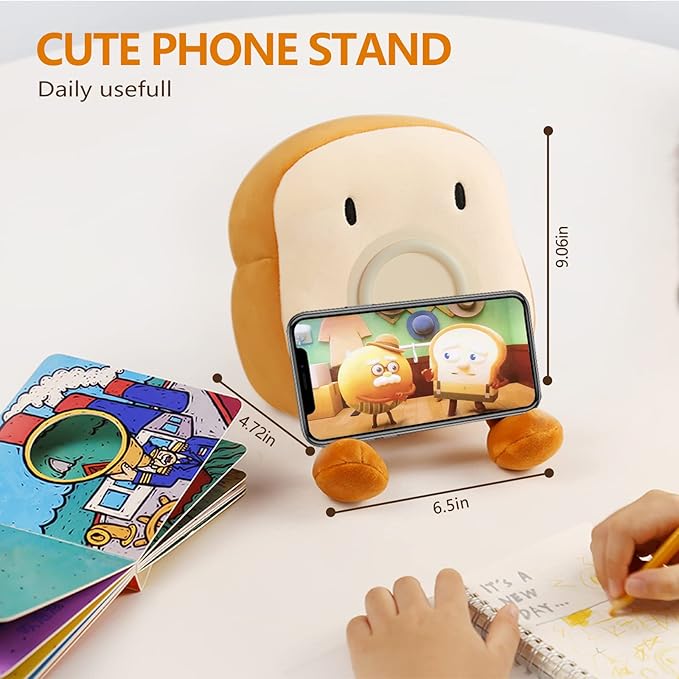QANYI Plush Toy Night Light Alarm Clock for Kids, Multiin-one Cozy Toast Plushies Bed Clock with Dual Alarm and Snooze, Dimmable Bed Lamp Birthday Gifts Ideal for Children Teens Girls Boys Women