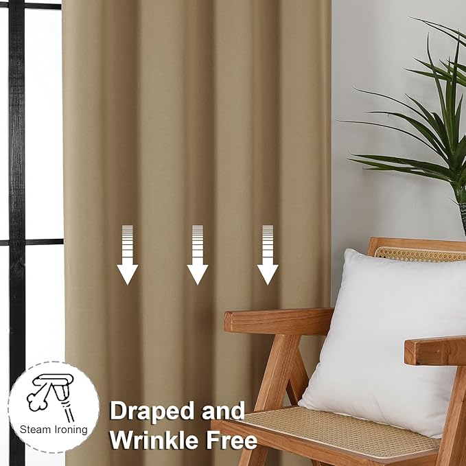 Simplebrand Ava Taupe Short 36 Inches Blackout Curtain 2 Panels Set, Half Window Rod Pocket Privacy Curtain Tiers for Kitchen, Curtains Blackout for Bathroom Shades, W40 x L36 Inch, Taupe