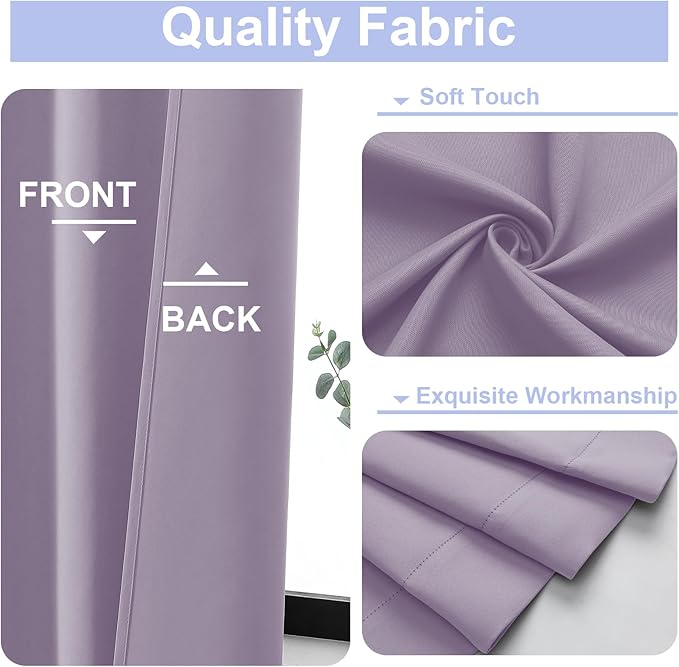 Simplebrand Ava Lilac Short 36 Inches Blackout Curtain 2 Panels Set, Half Window Rod Pocket Privacy Curtain Tiers for Kitchen, Curtains Blackout for Bathroom Shades, W40 x L36 Inch, Lilac