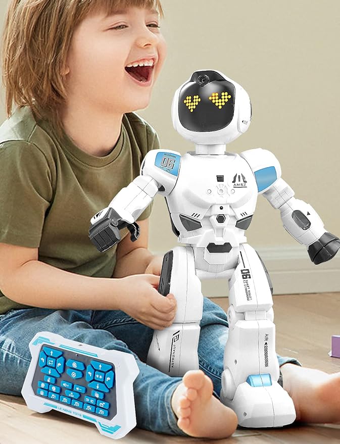 Large Smart Emo Robot Toys for Kids 5-7,Gesture Sensing Programmable Interactive Remote Control Robots for 8-12 with LED Eye Express for Boys 4-9 Years Old Birthday Gifts