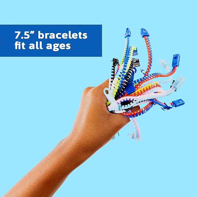 Zip-Zip Hooray Fidget Bracelets for Kids, Multi-Colored Sensory Toys, Perfect for Kid's Party Favors, 48-Count