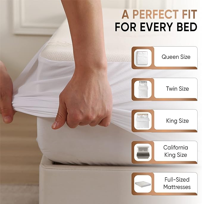 Waterproof Organic Mattress Protector Twin XL - Organic Cotton Breathable Mattress Pad Cover - 250 GSM Comfort - Deep Pocket - Fitted Comfort