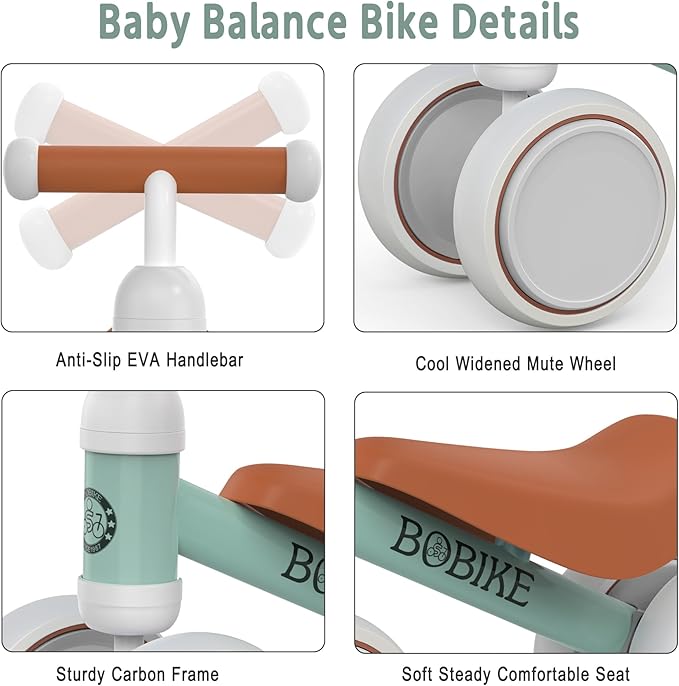Baby Balance Bike Toys for 12-36 Months Kids Toy Boy and Girls Gifts Toddler Best First Birthday Gift Children Walker No Pedal Infant 4 Wheels Bicycle (Classic, Light Green)