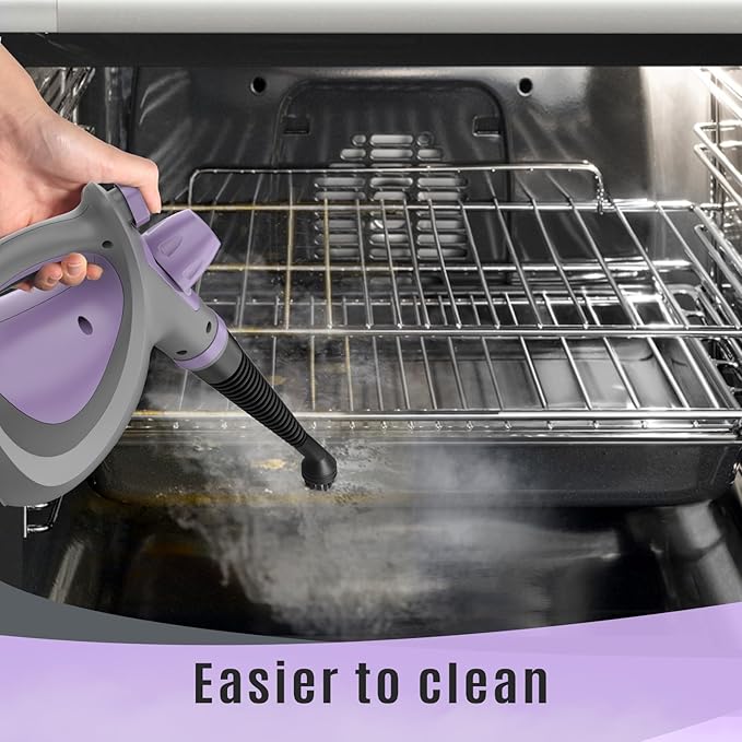 Pressurized Handheld Multi-Surface Natural Steam Cleaner with 12 pcs Accessories, Multi-Purpose Steamer for Home Use, Steamer for Cleaning Floor, Upholstery, Grout and Car (Purple)