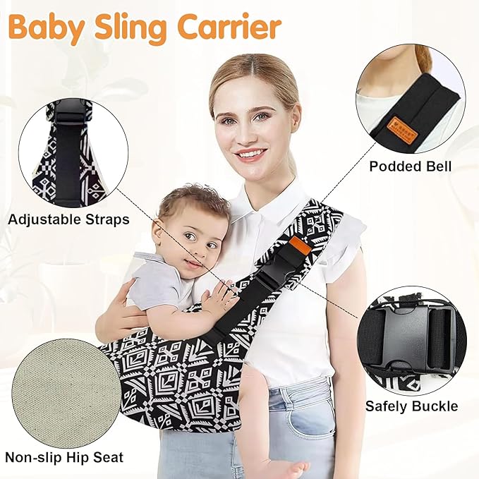 Baby Sling Carrier,Toddler Carrier,Upgraded 2025 Baby Sling with 4 Adjustable Straps(10-30lbs),Lightweight,Portable and One Size Fits All(Leopard Print)