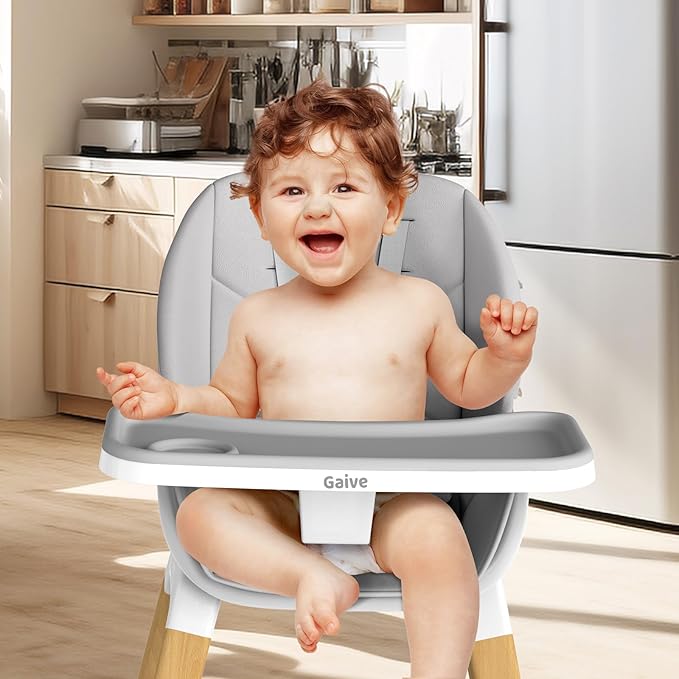 8 in 1 Highchair, Convertible Wooden Baby High Chair with Tray, Adjustable High Chair for Babies and Toddlers, Easy to Clean, Grow with Family|Booster|Learning Table|High Stool