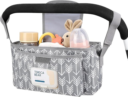 Accmor Universal Stroller Organizer with Insulated Cup Holder and Shoulder Strap, Stroller Bag Caddy Organizer Stroller Accessories for Uppababy, Baby Jogger, Nuna, Doona, Britax Strollers
