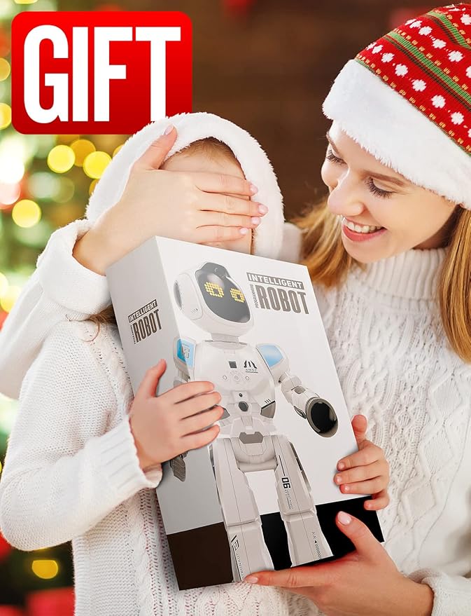Large Smart Emo Robot Toys for Kids 5-7,Gesture Sensing Programmable Interactive Remote Control Robots for 8-12 with LED Eye Express for Boys 4-9 Years Old Birthday Gifts