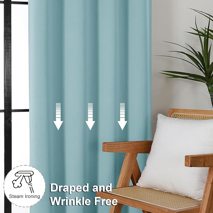 Simplebrand Ava Aqua Short 36 Inches Blackout Curtain 2 Panels Set, Half Window Rod Pocket Privacy Curtain Tiers for Kitchen, Curtains Blackout for Bathroom Shades, W40 x L36 Inch, Aqua