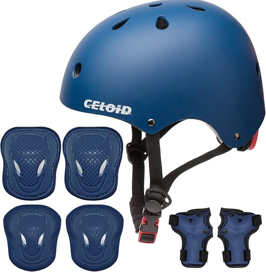 Kids Bike Skateboard Helmet Pad Set,Toddler Cyling Protective Gear Knee & Elbow Pads Wrist Guards for 5-8-10-12-14-16 Years Girls Boys Bicycle Scooter Roller Skate Inline Skating Rollerblading