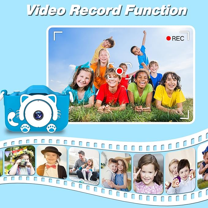 Goopow Kids Camera Toys for 3-8 Year Old Boys,Children Digital Video Camcorder Camera with Cartoon Soft Silicone Cover, Best Chritmas Birthday Festival Gift for Kids - 32G SD Card Included