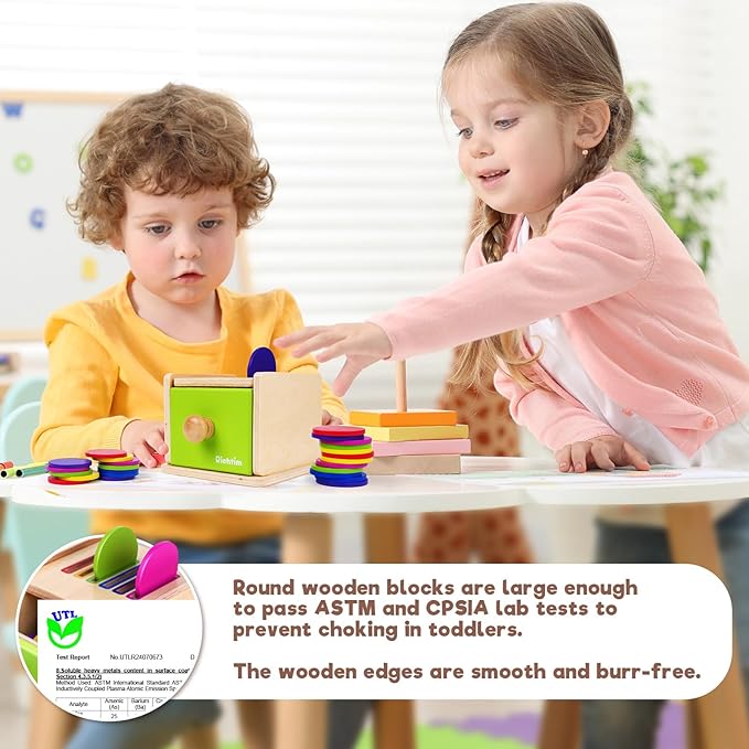 Montessori Toys for 1-3 Year Old: Color Sorting Wooden Drawer Box Toy for Toddlers, Object Permanence and Fine Motor Sensory Toy, 12-18 Months Busy Board Matching Game for Baby Boys and Girls Gifts