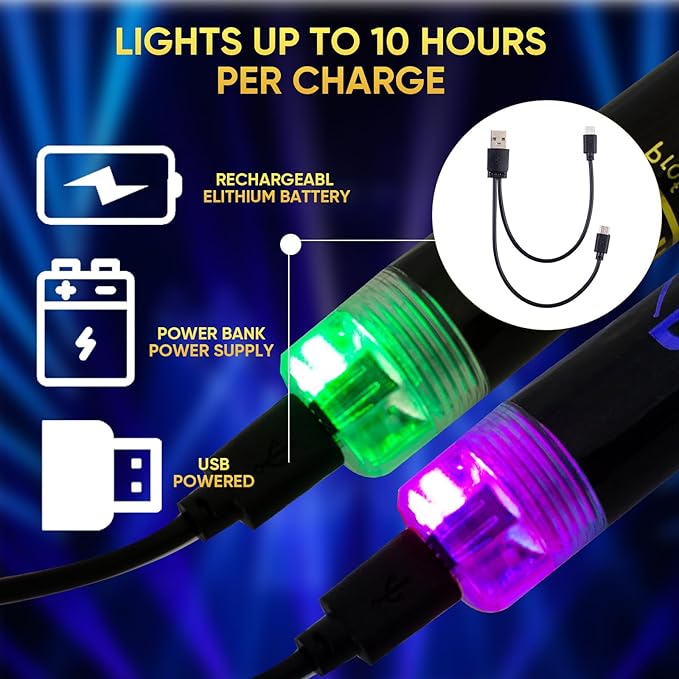 Light Up Drum Sticks Rechargeable 15 Color Changing Led Personalized Drumsticks for Kids Drummer Gifts Drum Accessories