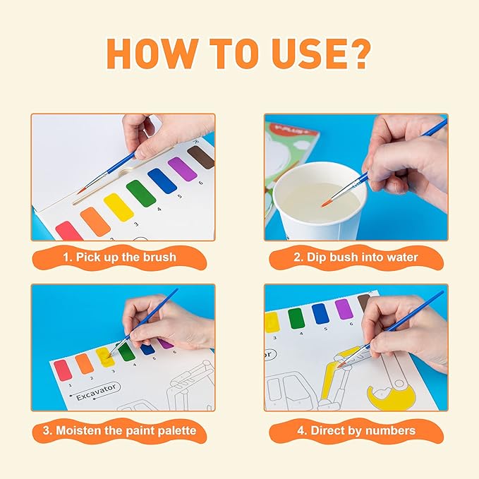 YPLUS Paint with Water Books for Toddlers, Art Craft Toys Watercolor Painting Paper for Kids Gift for Drawing with Brush - Unicorn