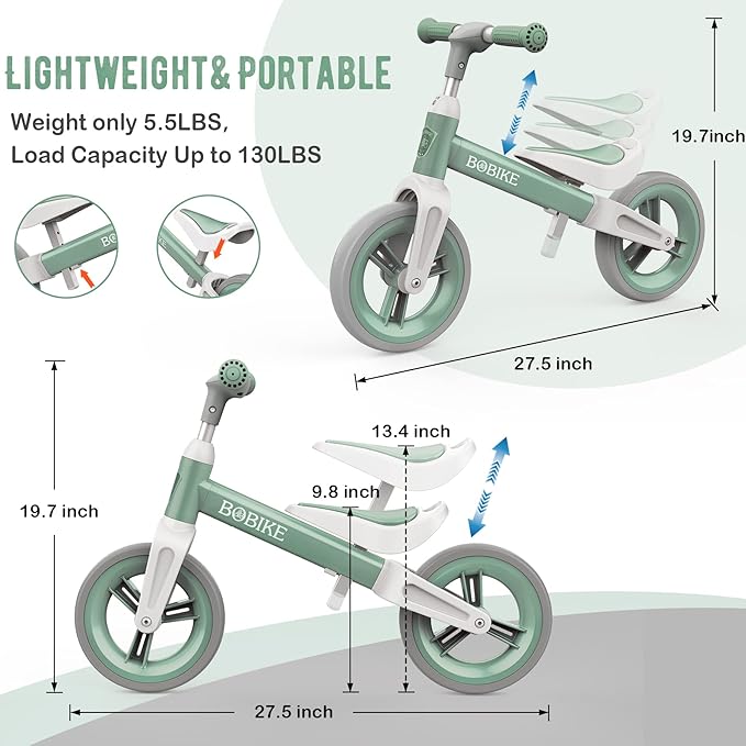 Toddler Balance Bike Toys for 1 to 4 Year Old Girls Boys Adjustable Seat and Handlebar No-Pedal Training Bike Best Gifts for Kids