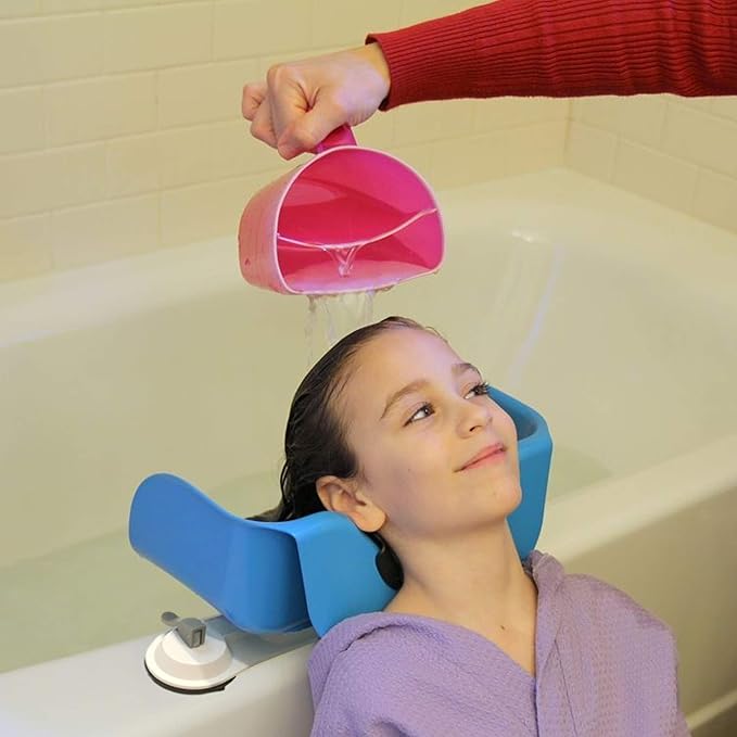Shampoo Buddy Portable Hair Wash Basin for Children, Toddlers, Kids, Teens | Portable Shampoo Bowl for use on Bathtub or Sink (1 Pack - Random Color)
