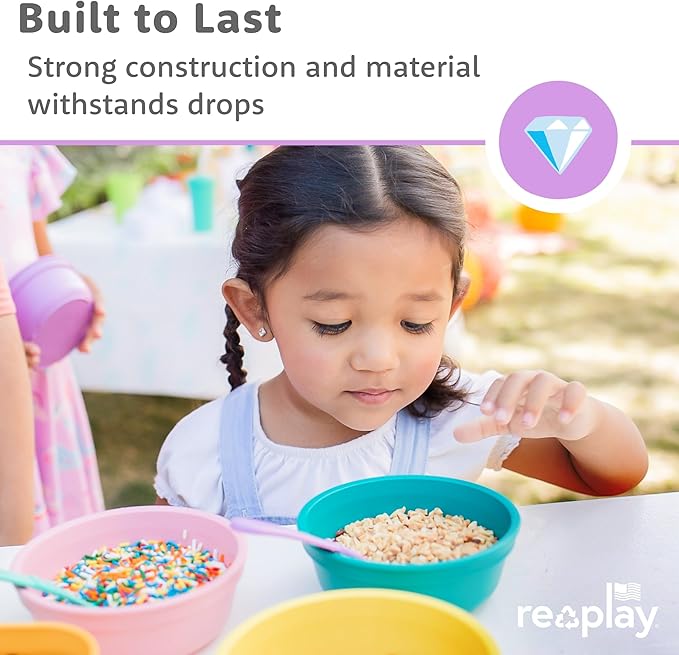Re-Play 12 Oz. Toddler Bowls for Snack and Everyday Dining - Dishwasher and Microwave Safe - Made in USA - Set of 3-5.75" x 5.75" x 2" - Princess