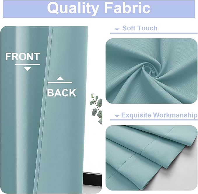 Simplebrand Ava Aqua Short 36 Inches Blackout Curtain 2 Panels Set, Half Window Rod Pocket Privacy Curtain Tiers for Kitchen, Curtains Blackout for Bathroom Shades, W40 x L36 Inch, Aqua