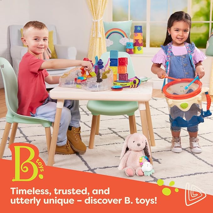 B. toys- B. softies-12" Plush Bear- Soft & Cuddly Plush Teddy Bear – Huggable Stuffed Animal Bear Toy – Washable – Newborns, Toddlers, Kids- Happy Hues-Cara-Mellow Bear- 0 Months +