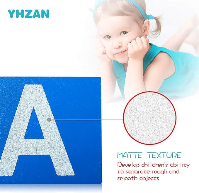 YHZAN Montessori Sandpaper Letters Toys for Toddlers Small & Capital 2pc Wooden Box Set Early Childhood Education Material