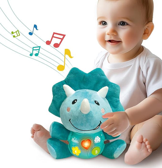 iPlay, iLearn Baby Dinosaur Musical Toys, Newborn Boys Gift, Soft Dino Plush Stuffed Animal, Infant Light Music Time, 1st Valentine's Easter Basket Stuffer 0 1 2 3 6 9 12 18 Month 1-3 Yrs Toddler Girl