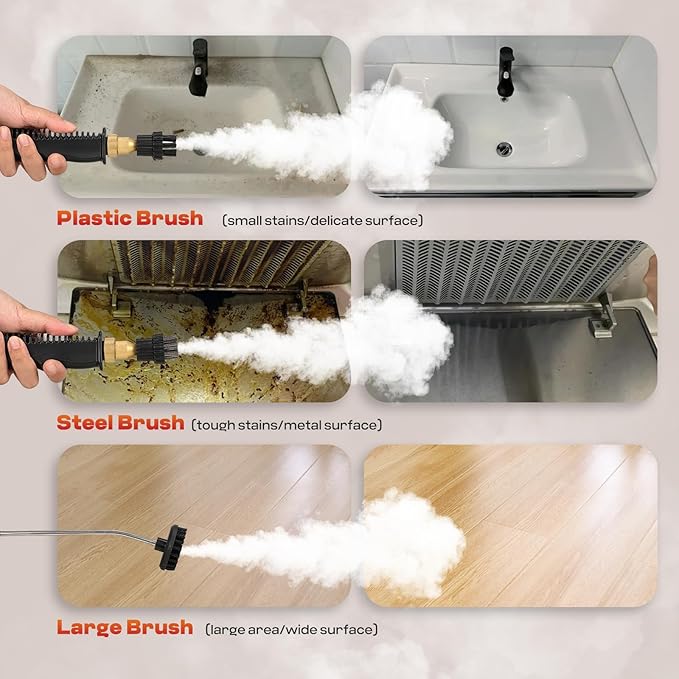 Moongiantgo Handheld Steam Cleaner 2500W High Pressure 1.5L Steamer for Cleaning, Portable Steam Cleaner for Home Kitchen Bathroom, Steam Cleaner for Car Detailing Grout Tile (Army Green)