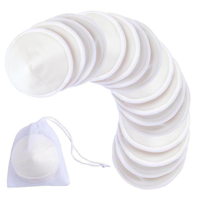 Ameda Washable Nursing Pads | 10 Pairs (20 Count) | Organic Nursing Pads | Breastfeeding Supplies | Reusable Breast Pads for Leaking Milk | Breastfeeding Pads | Includes Mesh Laundry Bag