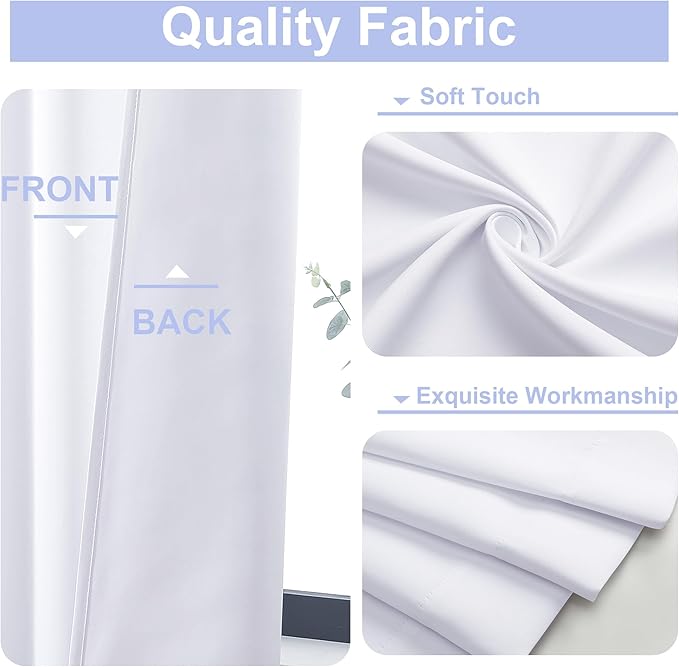 Simplebrand Ava Pure White Curtains 36 Inches Long 2 Panels, Light Filtering Half Window Rod Pocket Privacy Short Curtains, Thermal Insulated Curtain Tiers for Kitchen Bathroom Shades, W40 x L36 Inch