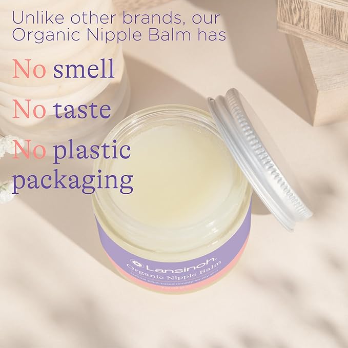 Lansinoh Organic Nipple Butter, Nipple Cream Safe for Breastfeeding Baby, Postpartum Essentials for Mom, 2 Ounces