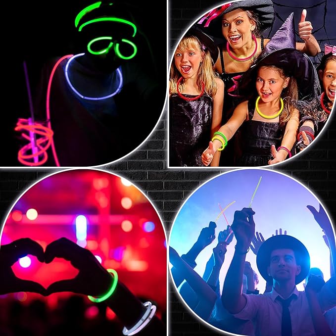 Red Glow Sticks Bulk,200 Pcs Glow Bracelets and Glow Necklaces with Connectors,Glow in The Dark Party Supplies,Glow Party Favors,Glowsticks for Party Christmas Carnival Birthday (8 Inch)