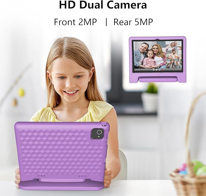 JREN Tablet for Kids｜10 Inch Kids Tablet Android 14｜Octa-core｜64GB｜WiFi ｜Bluetooth｜Parental Control｜Children Content｜Children Toddler Purple