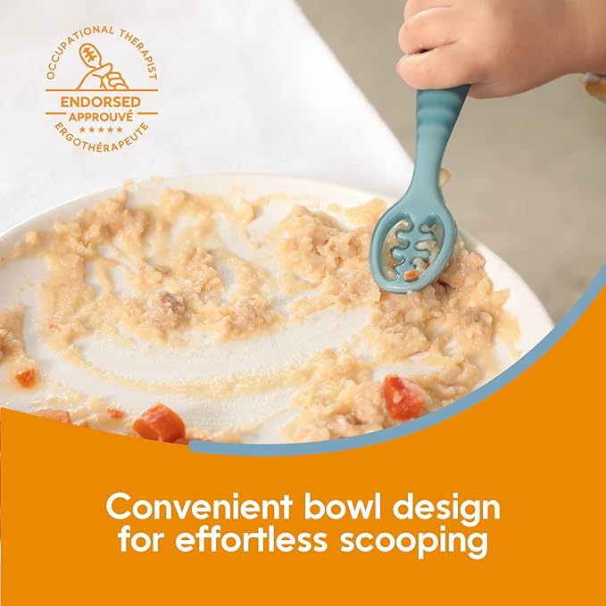 NumNum Baby Spoons Set, Pre-Spoon GOOtensils for Kids Aged 12+ Months - First Stage, Baby Led Weaning (BLW) Spoon - Self Feeding, Silicone Toddler Food Utensils - 1-Pack, 4 Spoons, Beige/Mauve