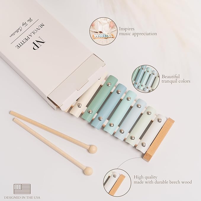 Xylophone-Neutral Colors Toddler Toys-Aesthetic Kids Musical Instrument-Montessori Toys-Modern Boho Xylophone for Kids Playroom-Gender Neutral Baby Gifts-Wood Xylophone-Baby Xylophone Toy-Wooden Toy
