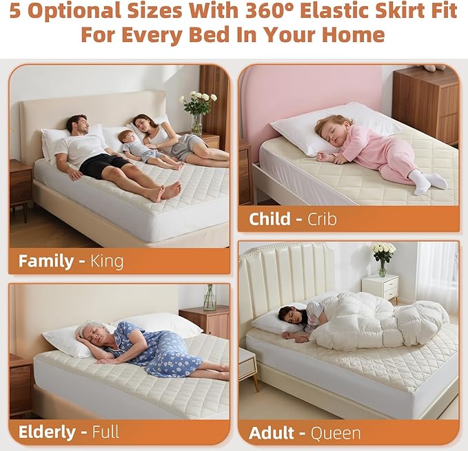 Lofe Organic Cotton Twin Mattress Protector - Top&Side 100% Waterproof Mattress Protector, Breathable Organic Mattress Protectors, Noiseless Twin Mattress Protectors Waterproof 75x39x17 in