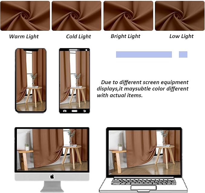 Simplebrand Ava Sun Baked Short 36 Inches Blackout Curtain 2 Panels Set, Half Window Rod Pocket Privacy Curtain Tiers for Kitchen, Curtains Blackout for Bathroom Shades, W40 x L36 Inch, Sun Baked