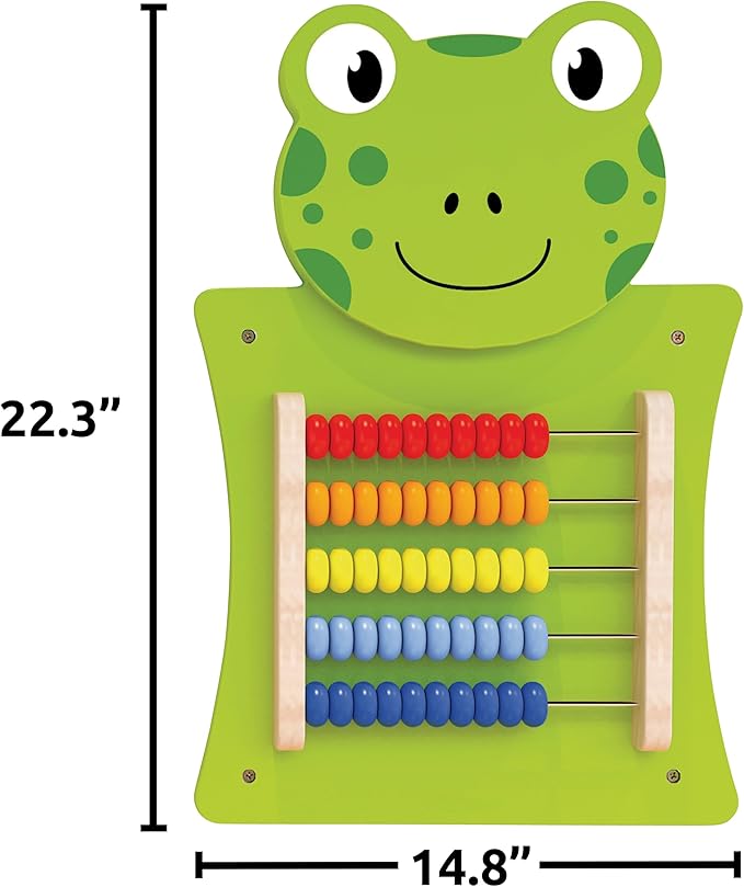 SPARK & WOW Frog Activity Wall Panel - Ages 18m+ - Montessori Sensory Wall Toy - Abacus Activity - Busy Board - Toddler Room Décor