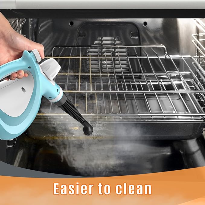 Pressurized Handheld Multi-Surface Natural Steam Cleaner with 12 pcs Accessories, Multi-Purpose Steamer for Home Use, Steamer for Cleaning Floor, Upholstery, Grout and Car (Blue)