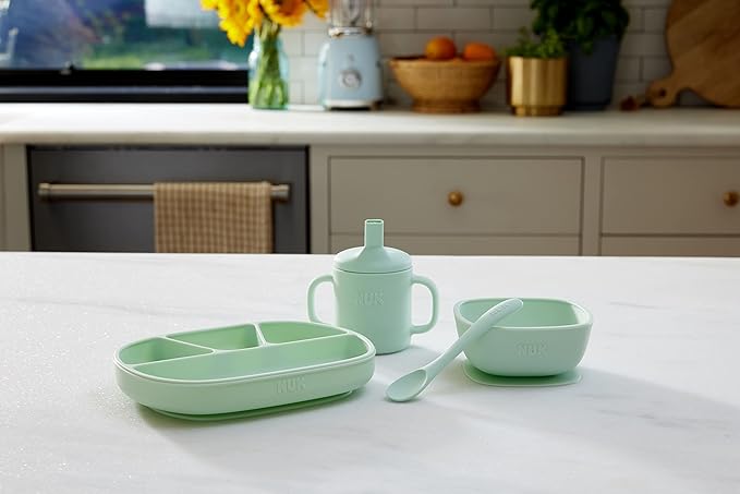 NUK Silicone Baby Suction Bowls, Suction Feature Helps Reduce Spills, Microwave & Dishwasher Safe, BPA-Free, Pack of 2