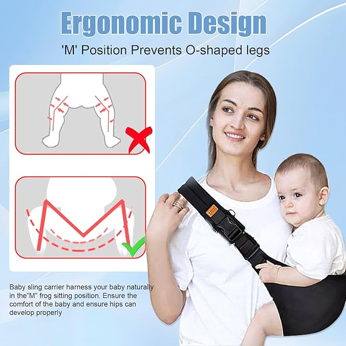 Baby Sling Carrier 2025 Baby Carrier Newborn to Toddler Sling Lightweight Baby Carrier Sling with Adjustable Straps Toddler Carrier Baby Wrap Sling for 10-30 lbs(Gray)