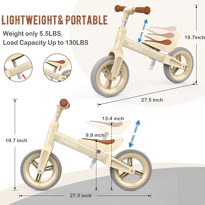 Toddler Balance Bike Toys for 1 to 4 Year Old Girls Boys Adjustable Seat and Handlebar No-Pedal Training Bike Best Gifts for Kids