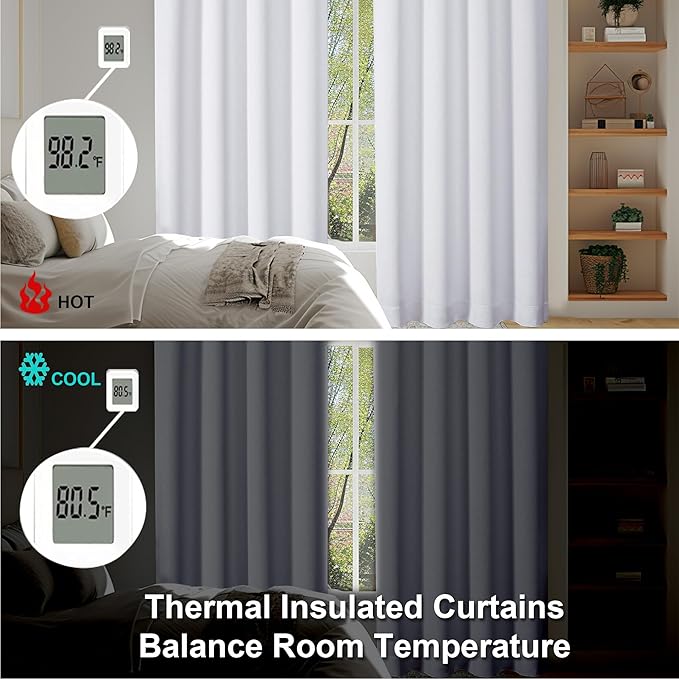 Simplebrand Ava Pure White Curtains 36 Inches Long 2 Panels, Light Filtering Half Window Rod Pocket Privacy Short Curtains, Thermal Insulated Curtain Tiers for Kitchen Bathroom Shades, W40 x L36 Inch