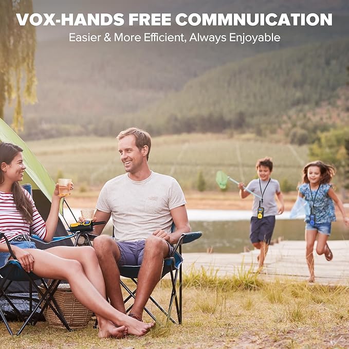 Wishouse Walkie Talkies for Adults Long Range-Rechargeable 4 Pack 2 Way Radios, Hiking Accessories Camping Gear Xmas Birthday Gift for Kids Family with Lamp,SOS Siren,NOAA Weather Alert,Easy to Use